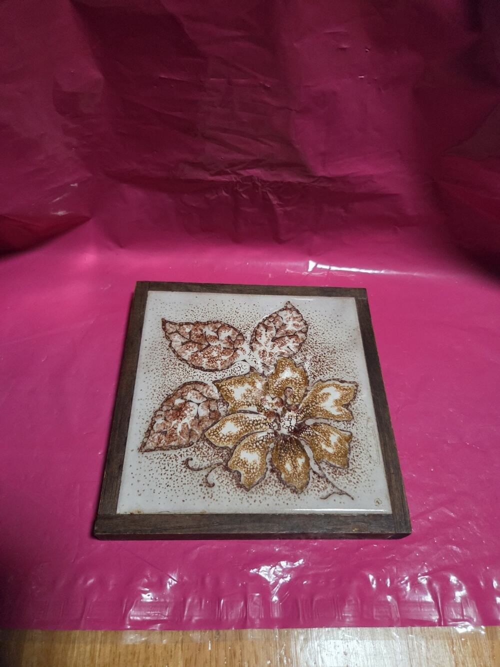 S. Marco ITALIAN CERAMIC TILE in Handcarved Wooden Frame - TRIVET